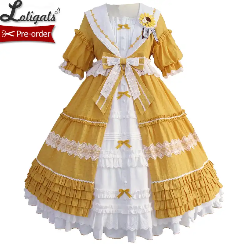 Blooming Sunflowers Sweet Short Sleeve Lolita Dress Classical Party Dress By Alice Girl Pre Order Dresses Aliexpress
