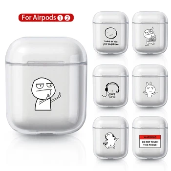 

Case For AirPods 2 1 Case Cover Coque Wireless Bluetooth headphones Transparent PC soft shell Cover On For Air Pods Apple