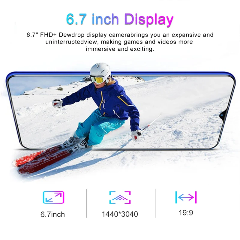 SOYES P40 Pro 6.7 Inch Mobile Phone Global Version Android Cellphones 3GB RAM 32GB ROM 4800mAh Water Drop Screen Smartphones