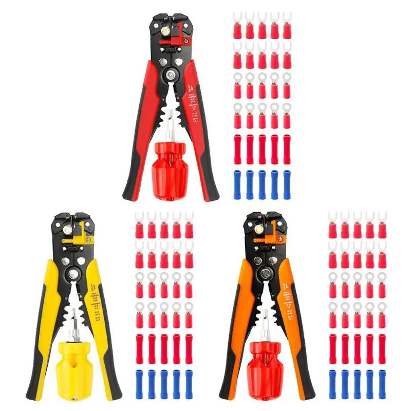 

24-10AWG MT103 Stripping Pliers Excellent Durable PP and Alloy Multi-Function Cable Stripper+Cold Pressed Terminals Connector