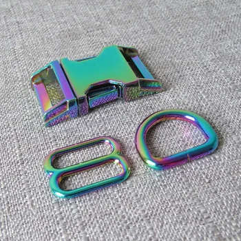 

100Sets 20mm Wholesale DIY Dog Collar Metal Buckle Webbing Slider Loops Strap Bag Belt D Ring Clip Hook Clasp Garment Accessory