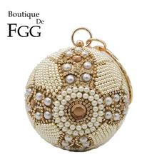 Бутик De FGG винтажные Круглые Женские вечерние сумки с бисером и клатчи свадебные сумочки свадебные вечерние сумочки