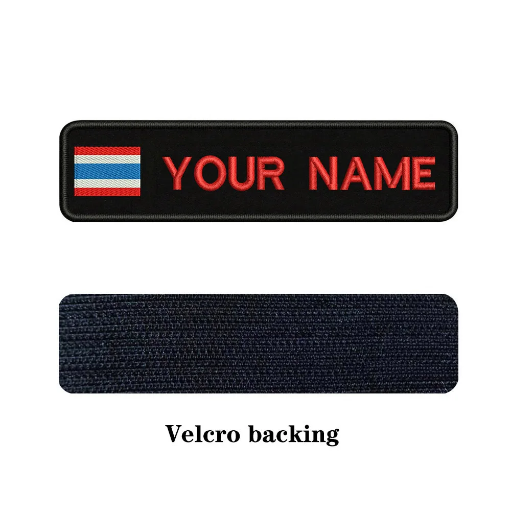 Rose red-Velcro Пользовательские вышивки Таиланд Национальный флаг заплатка с текстом 10 см* 2,5 см значок Утюг на или липучке подложки для одежды брюки рюкзак шляпа - Цвет: Rose red-Velcro