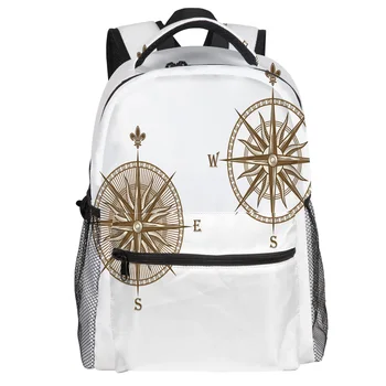 

Retro Compass Backpack College Students Wear Resistance Laptop Backpack Book Bag Casual Sports Bags School Bag