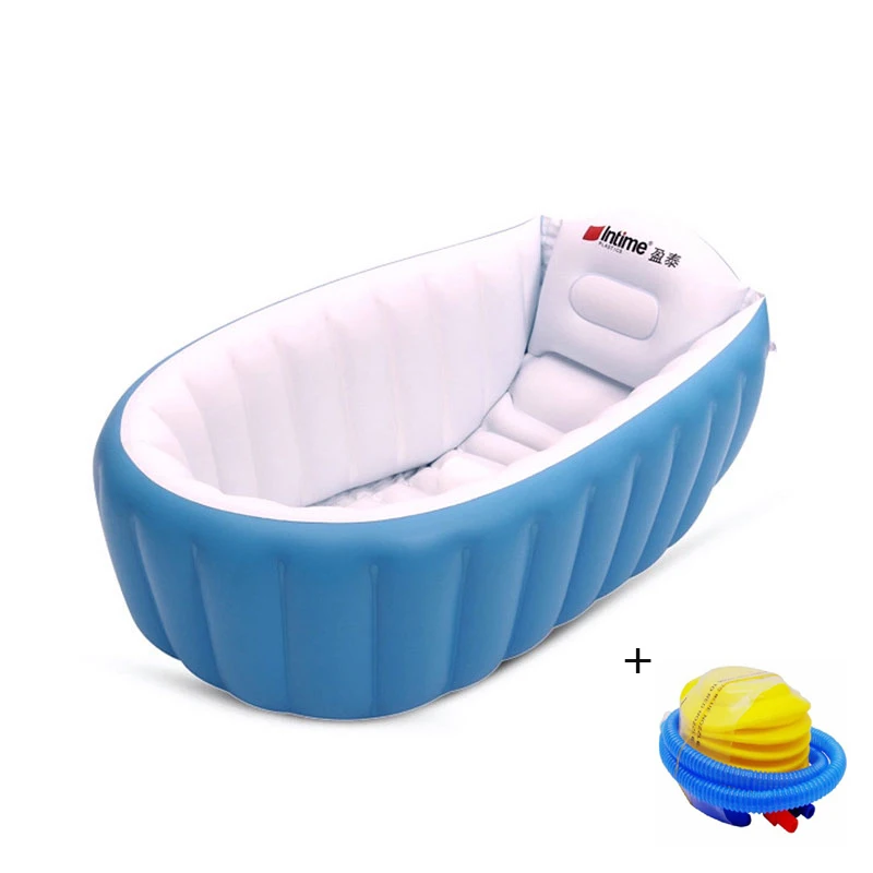 Blue No Box Ванна для купания, бассейн, портативная надувная ванна, детская ванночка, подушка, сохраняющая тепло, Winner, Складная Ванна для новорожденных с воздушным насосом - Цвет: Blue No Box