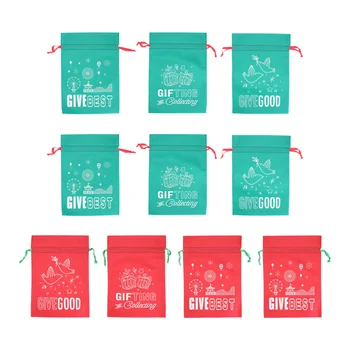 

10Pcs Christmas Storage Bags Drawstring Bags Packing Bags (Random Color Style)