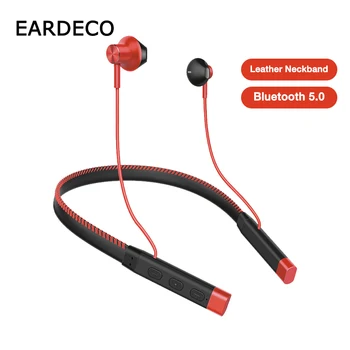 

EARDECO Leather Neckband Heavy Bass Wireless Earphones Hifi Bluetooth Earphones Headphones Stereo Waterproof Bluetooth Headphone