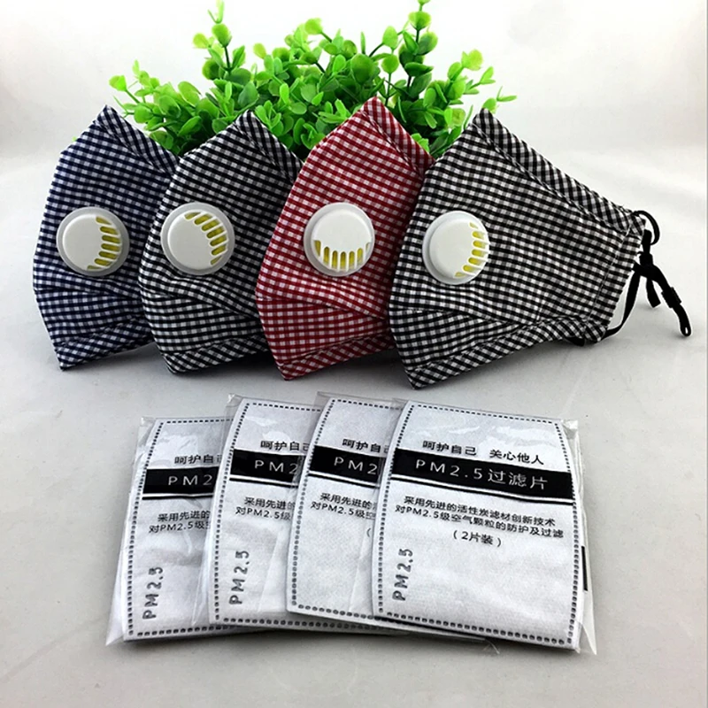 PM2.5 анти-Дымчатая маска PM2.5 анти-Дымчатая хлопковая Маска дыхательный клапан Анти-пыль рот маска Активированный уголь фильтр респиратор Горячая