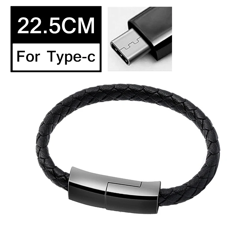 Спортивный браслет USB C Micro USB 8-контактный зарядный кабель для передачи данных и быстрой зарядки для iPhone X 7 8 plus samsung S8 портативный провод - Цвет: 22.5cm For Type-c