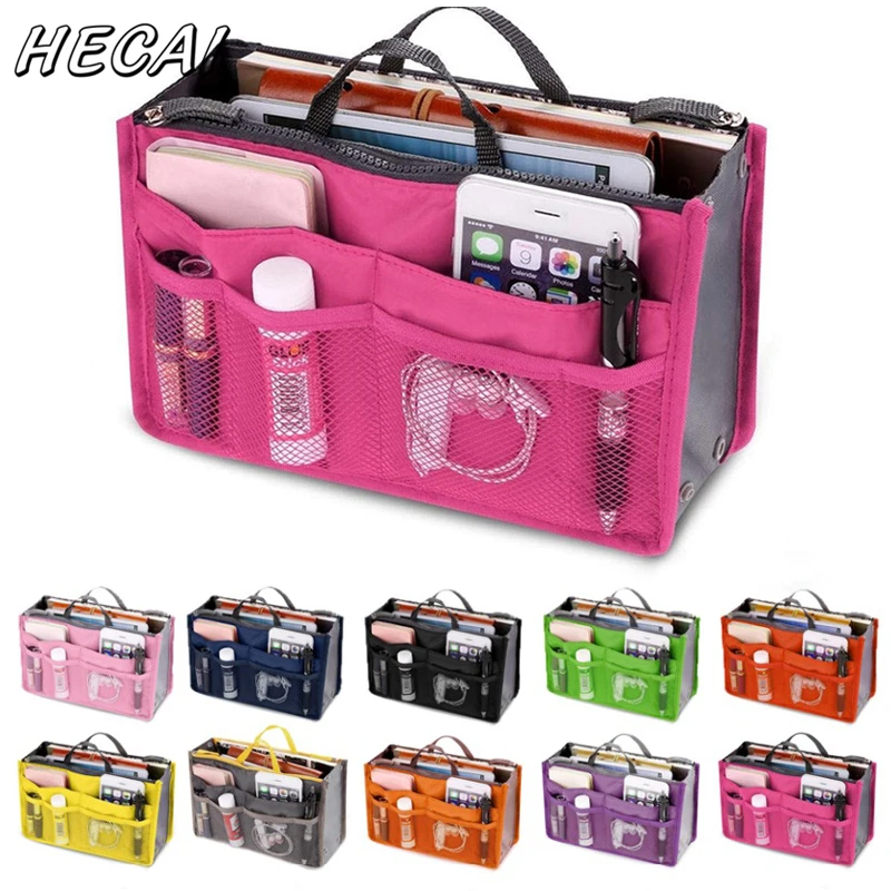 

Multifunction Organizer Insert Bag Women Nylon Travel Insert Organizer Handbag Purse Large liner Lady Makeup Cosmetic Bag
