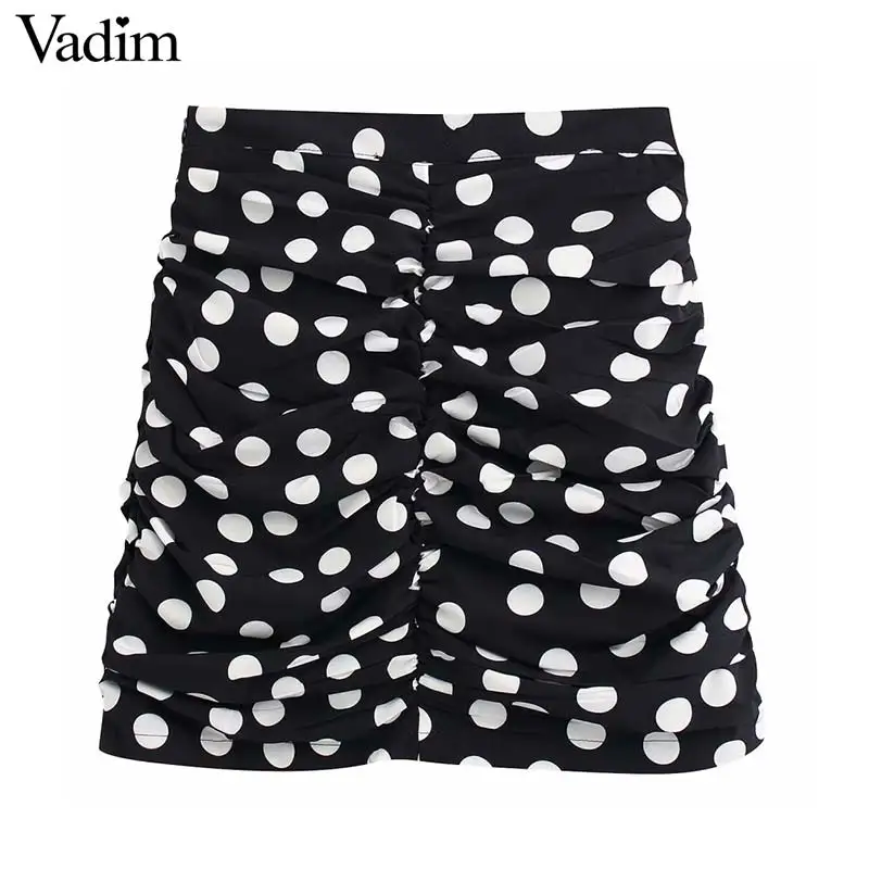 Vadim, Женская Сексуальная мини-юбка в горошек, на молнии сбоку, плиссированные, дизайнерские, женские, вечерние, для клуба, стильные юбки, mujer, BA884