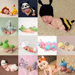 27 Styles de vêtements pour séance Photo pour nourrissons, Costume en tricot crocheté avec animaux mignons, accessoires Photo pour nouveau nés 