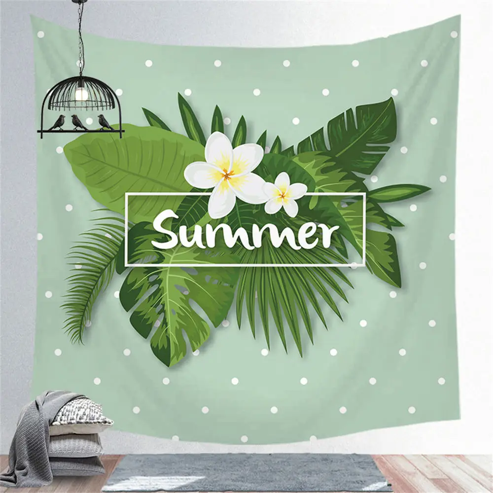 Зеленый цветочный Гобелен на заказ стиль хиппи искусство стен Декор подвесная