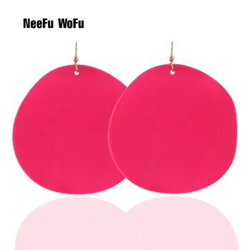 

NeeFu WoFu Matte Earring Large Leaves Drop Big Earrings Woman Like skin stick Brinco Ear Oorbellen Christmas Gift