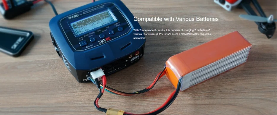 SKYRC D100 V2C 2X100 Вт двойной баланс LiPo зарядное устройство Dis зарядное устройство NiMH NiCd LiPo LiFe Lilon LiHV Pb