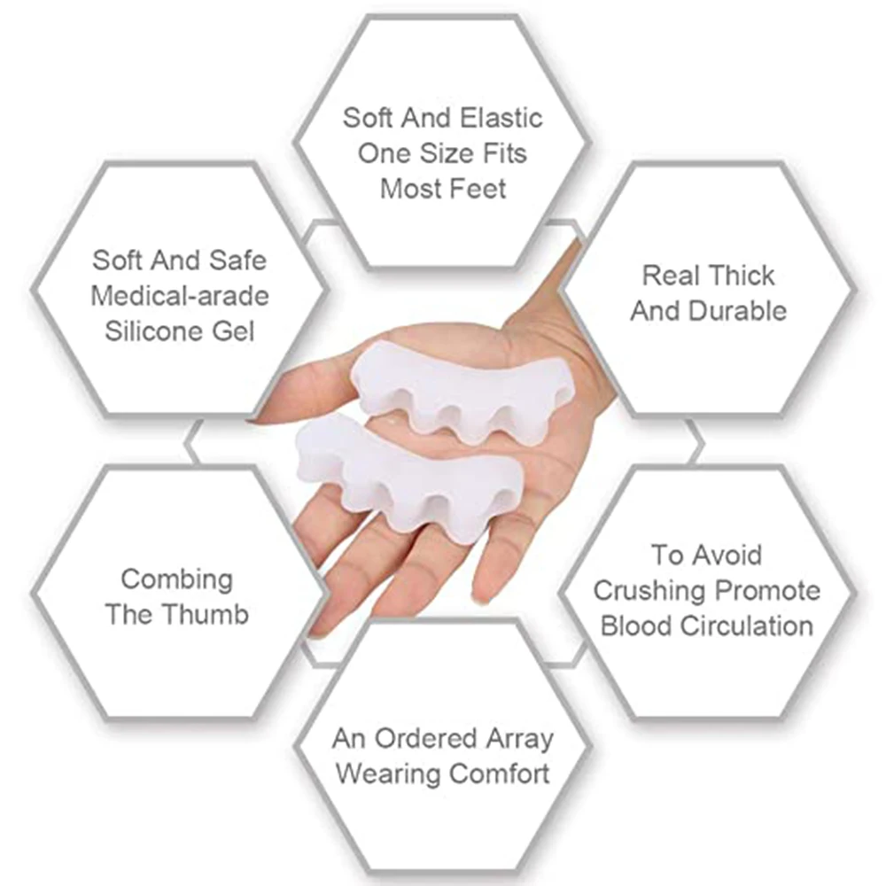 2pcs=1pair New Protective Toes Separator Suitable Bunion Corrector Material Soft Gel Straightener Spacers Stretchers Care Tool 3