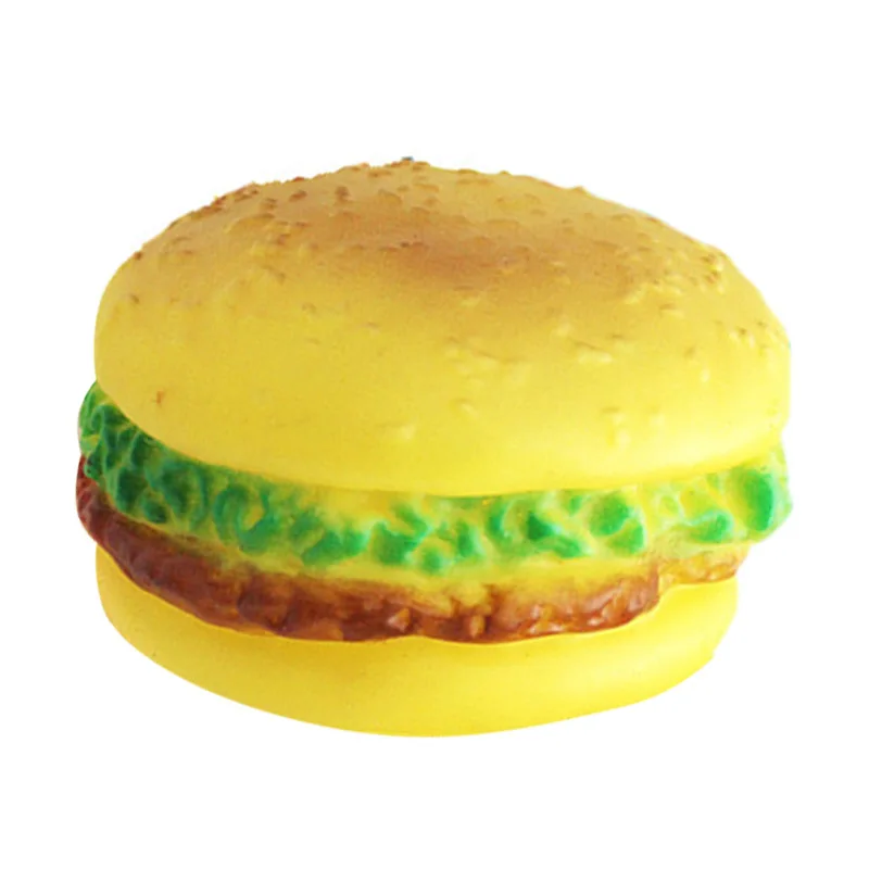 

Pet PVC Squeaky Toy Hamburger Shaped Dog Interactive Funny Playing Chew Toy