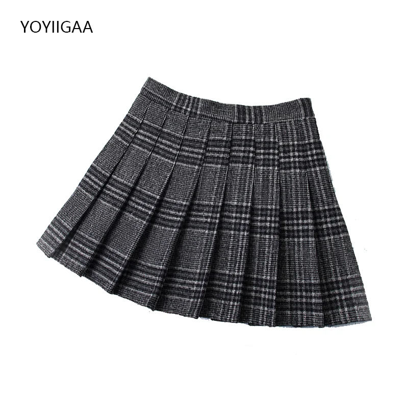 Autumn Winter Women Skirts High Waist Female Pleated Skirt Fashion Chic Girls Dance Mini Skirts Preppy Style Ladies Plaid Skirt