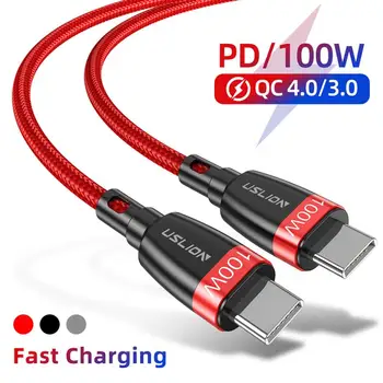 

USB Type C To USB Type C Cable Nylon Braided Cord PD data line Charge Data Cable 100W 20V/5A Fast Charging For Huawei Samsung