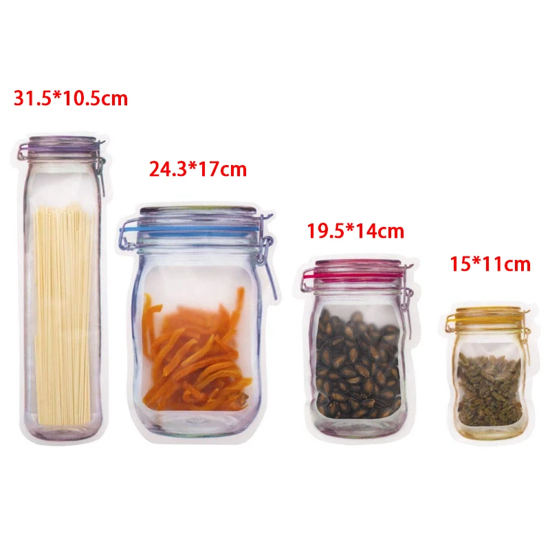 

Reusable Portable Mason Jar Zipper Bags for Home Storage Seal Food Saver Storage Bags Snack Sandwich Ziplock Bags