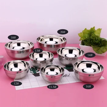 

Stainless Steel Bowl Household Canteen Kindergarten Anti-scalding Double-layer Children Adult Large Suit Noodle Bowl Soup Bowl