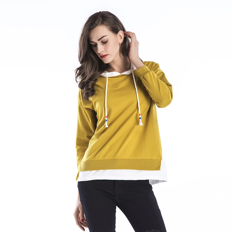 

CMAZ Film speed sell tong qiu dong outfit new splicing bump color sets loose long sleeve hooded fleece single women 5612