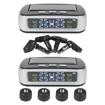 

T03 Solar Wireless Car TPMS LCD Auto Tire Tyre Pressure Monitoring Alarm System with 4 Internal/External Sensors