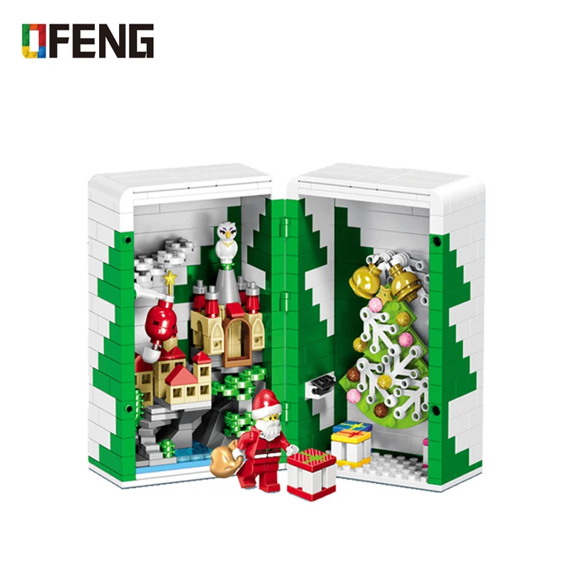 

Building Block 2019 legoing Crystal Box Santa Village Train Model Emma Mia Educational Toy For Children Christmas Gifts Box