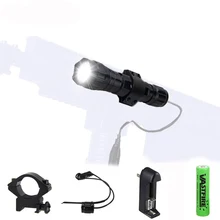 Taktik 5000Lm T6 LED askeri el feneri avcılık meşale güç 18650 şarj edilebilir pil + uzaktan kumandalı anahtar + şarj + avcılık dağı