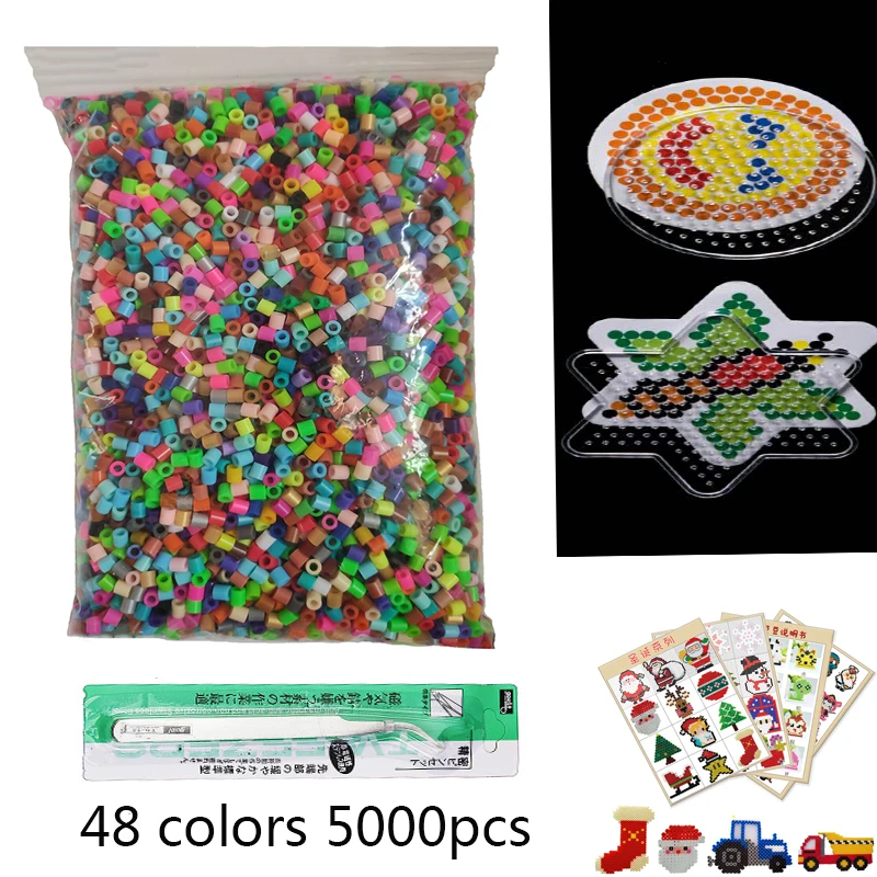 48 Colors Box Set Hama Beads 5mm DIY Toys Ironing Beads 5mm Educational Kids Diy Toys Fuse Beads Pegboard Sheets Free shipping 2