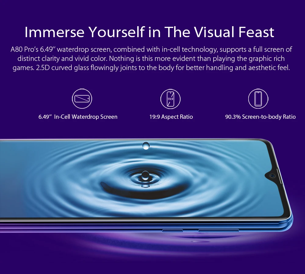 Blackview A80 Pro Quad сзади Камера Android 9 0 Celular 6 49 в виде капли воды Экран 4 Гб + 64 Octa Core