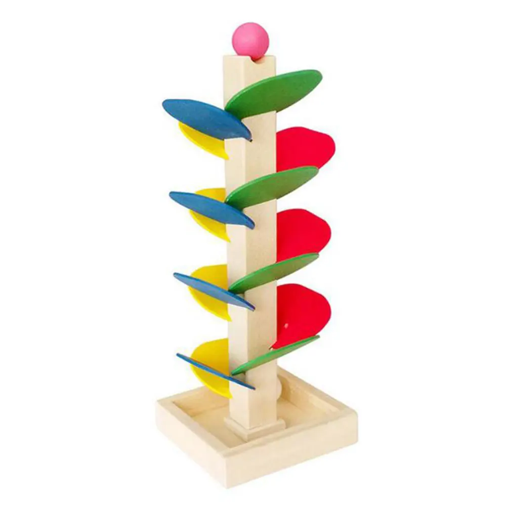 

Wood Leaf Tower Ball Bearing Game Colorful Disassembly Assembly Inverted Bead Running Track Educational Interactive Puzzle Toy