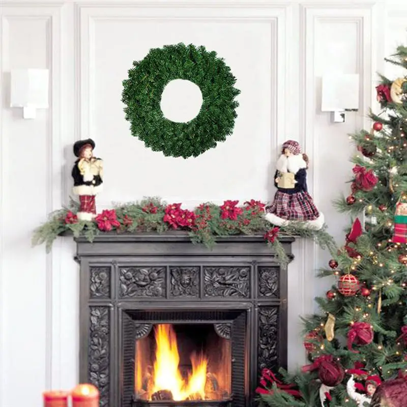40 см Рождественский венок, гирлянда для передней двери с сосновыми иглами, вечерние украшения