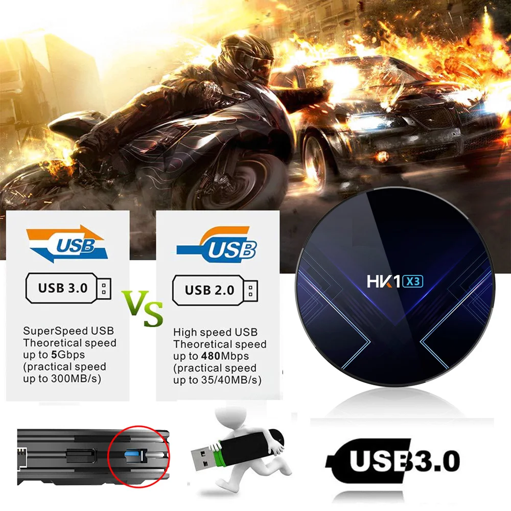 HK1 X3 Smart tv Box Android 9,0 4 Гб ОЗУ 128 ГБ Amlogic S905X3 2,4G 5G Wifi BT 4,0 1000M Youtube 8K телеприставка