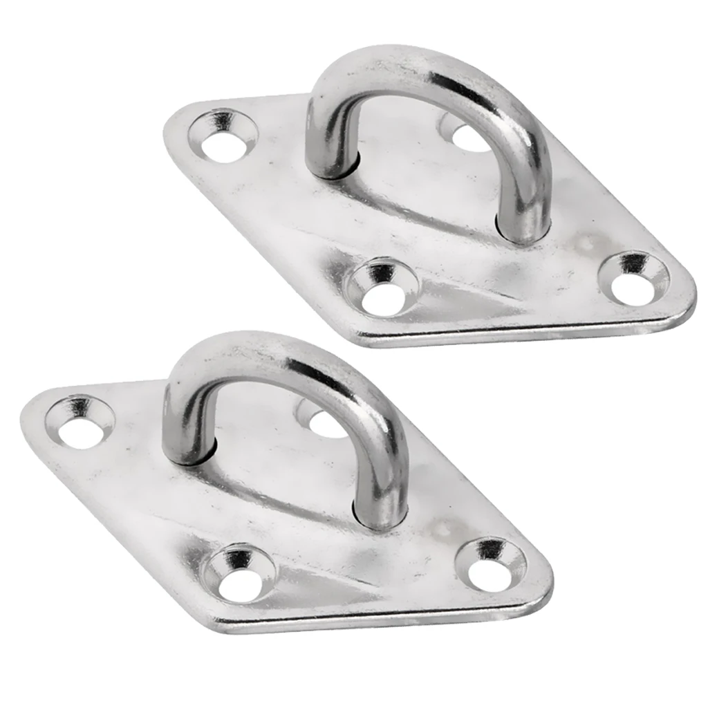 2pcs 5mm Stainless Steel Diamond Eye Plate Tie Down for Marine Boat Sailboat
