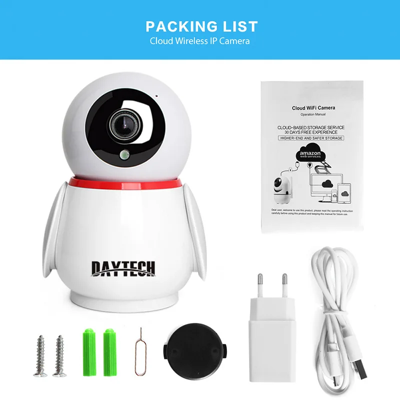  DAYTECH 1080P Wireless IP Camera Cloud Wifi Camera Smart Auto Tracking Home Security Surveillance C - 4.00008E+12