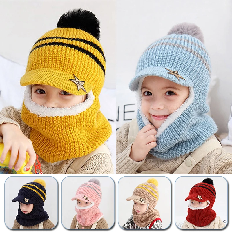 Conjunto de bufanda y gorro de punto para gorros y gorros de ganchillo suaves y cálidos de lujo para niñas, novedad de invierno|Sets de sombreros, bufandas y guantes de niña| -