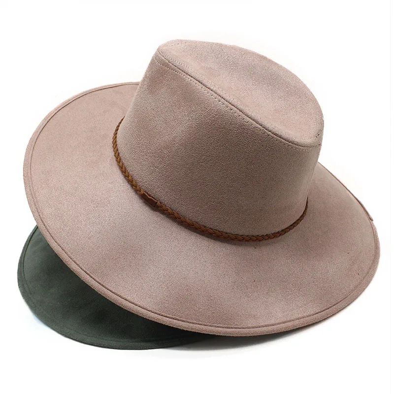Topi Wol Suede Topi Fedora Pinggiran 
