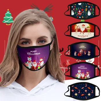 

5pc Unisex Christmas Face Mask Adult Printed Fabric Facial Mask Outdoor Mouth Caps Washable Breathable Cycling Mascarillas#YL5