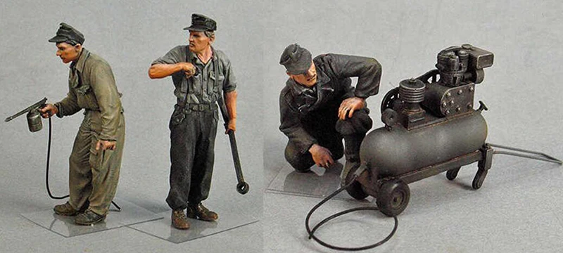 1/35 масштабная сборка смоляная фигурка комплект танк-команда с компрессором