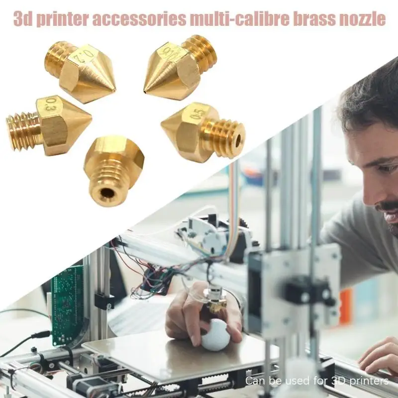 3D Printer Part 0.2/0.3/0.4/0.5/0.6mm Copper Extruder Threaded Brass Nozzle Multiple Sizes Filament Extruder Print Head Dropship