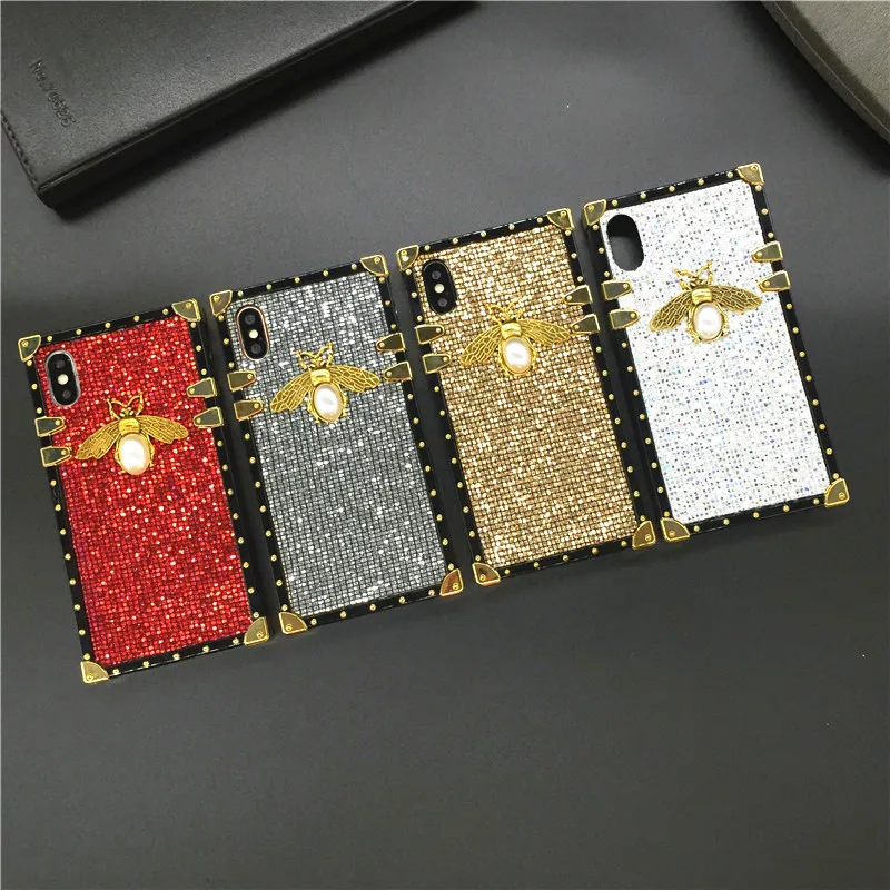 Люксовый бренд Bling пчелы крышка квадратный чехол для Samsung Galaxy Note 20 Ультра 9 10 8 S9 S10