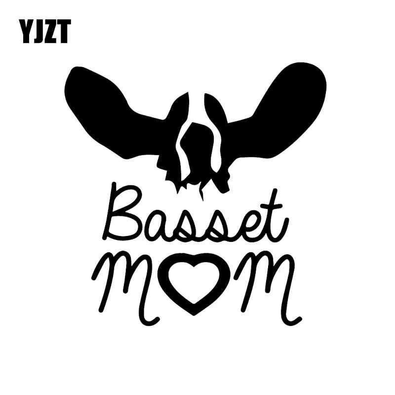 

YJZT 14.4X14.5CM Funny Vinyl Decal Car Sticker Basset Hound Mom Car Window Decor Black/Silver C24-1580