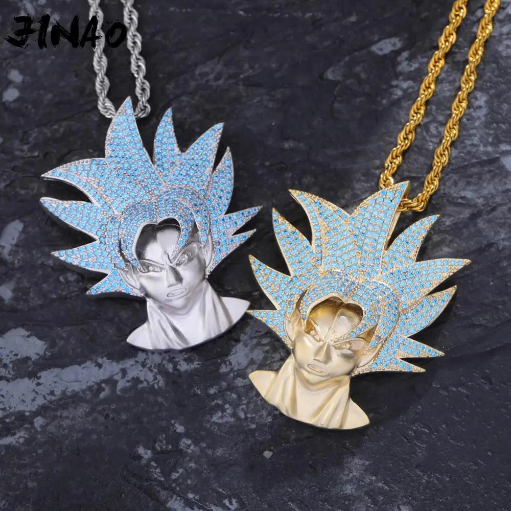 

JINAO Iced Out Dragon Ball Sun Wu pendant&necklace Copper Gold silvery Color Micro Paved Zircon Hip Hop Full Cubic zirconia Gift