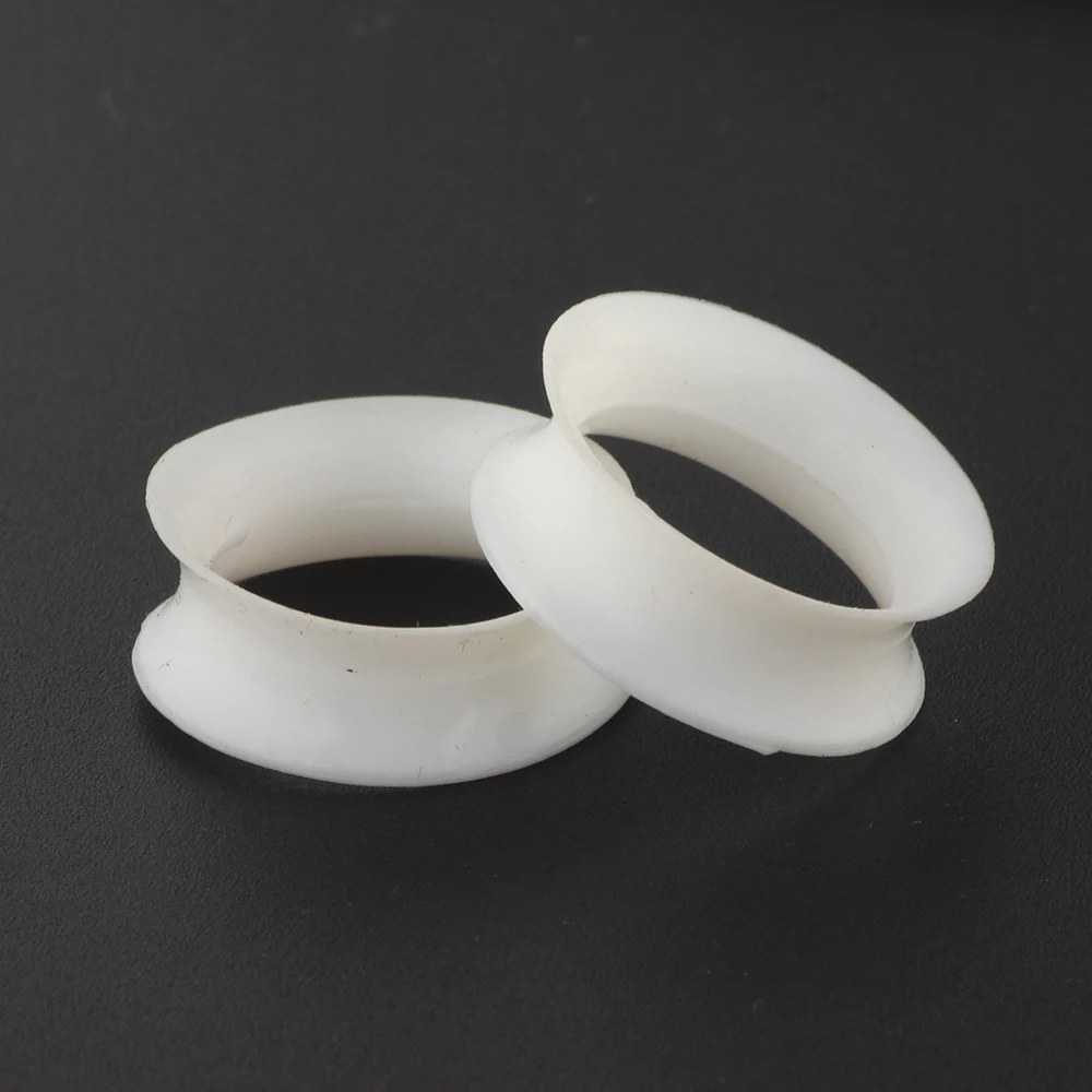 JUNLOWPY Black Clear White Silicone Hollow Flesh Tunnel Ear Plug Double Flared Earring Lobe Stretcher Gauges Piercing 100/200pcs