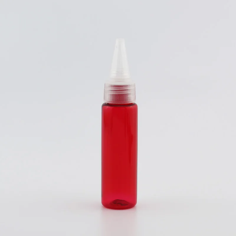 30ml Пустые Цветной Пластик E-Варенье бутылка-контейнер для косметики, а так же 30 г, бутылка для домашних животных с крышка коническая для шампунь по уходу за кожей 50 шт./лот - Цвет: Red Bottle Clear