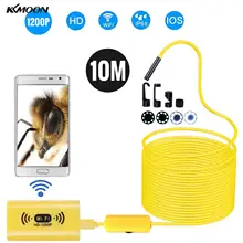 KKMOON 1-10m беспроводная эндоскопическая камера водонепроницаемая 8 мм WiFi инспекция 2.0MP HD 8 светодиодный Полужесткий кабель бороскоп