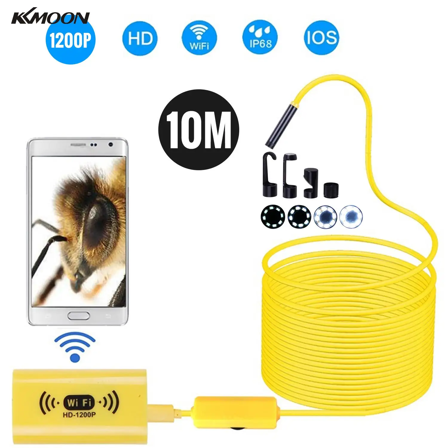 Беспроводная Водонепроницаемая Камера Эндоскоп KKMOON 1 10 м 8 мм Wi Fi 2 0 МП HD