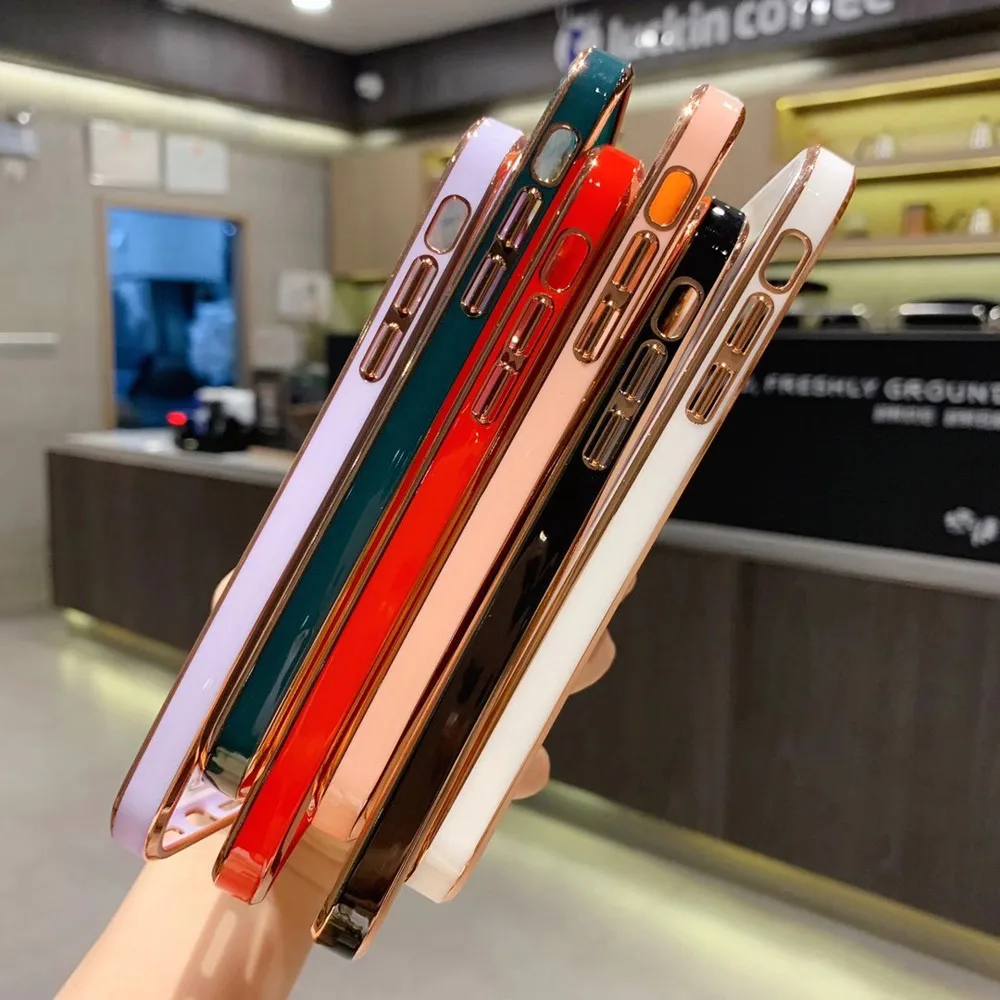 US $232.32 100Pcs Square Electroplating Clear Phone Cases For IPhone 12 Mini 11 Pro Max XR X XS Max 7 8 Plus Colorful Soft TPU Back Cover