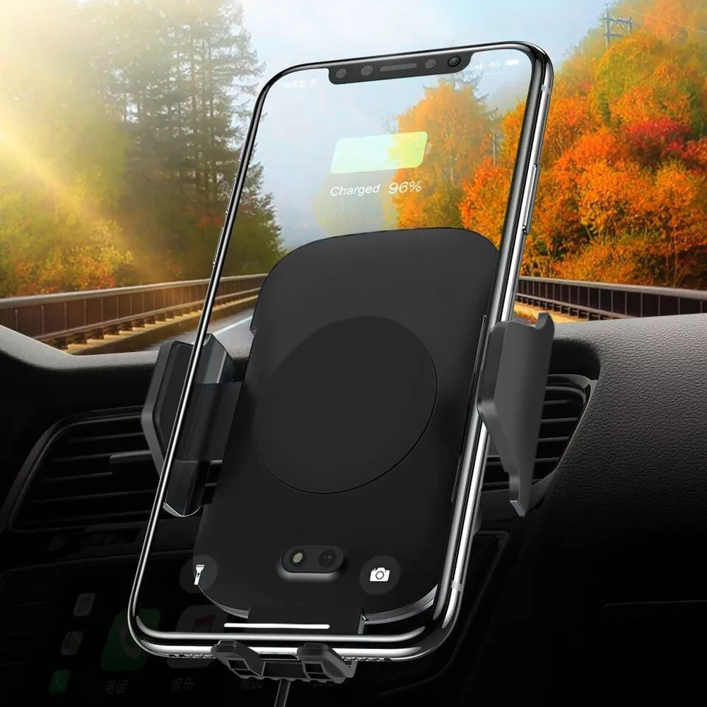 Быстрое беспроводное автомобильное зарядное устройство и автоматический индукционный автомобильный держатель телефона на вентиляции, для iPhone 11/XS/X samsung S10 S9 S8 S7